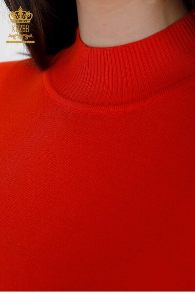 Venta al por mayor de prendas de punto de mujer de cuello alto de viscosa básica de manga corta - 16168 | kazee - Thumbnail