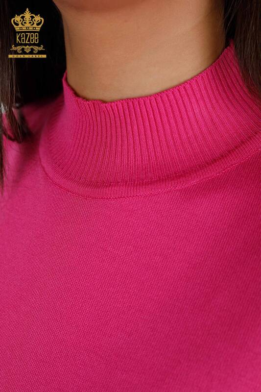 Venta al por mayor de prendas de punto de mujer de cuello alto de viscosa básica de manga corta - 16168 | kazee