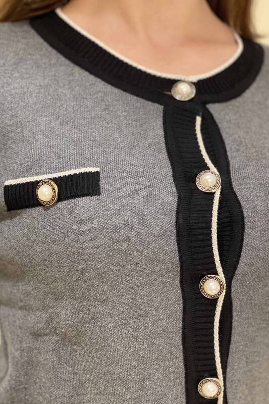 Venta al por mayor de prendas de punto para mujer con botón tipo cárdigan detallado - 15831 | kazee