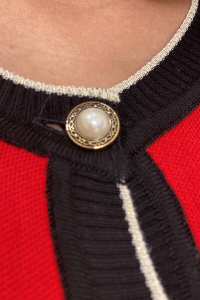 Venta al por mayor de prendas de punto para mujer con botón tipo cárdigan detallado - 15831 | kazee - Thumbnail