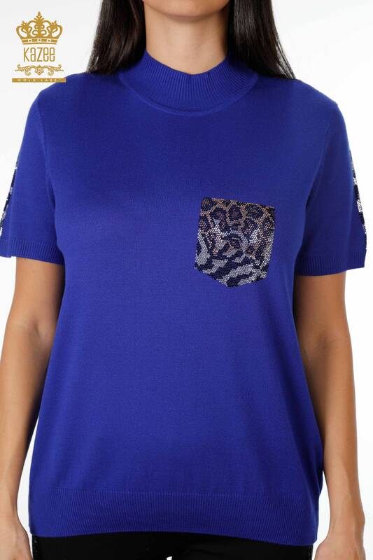 Venta al por mayor de prendas de punto de leopardo con bolsillo bordado en la manga de la tira bordada - 16924 | kazee