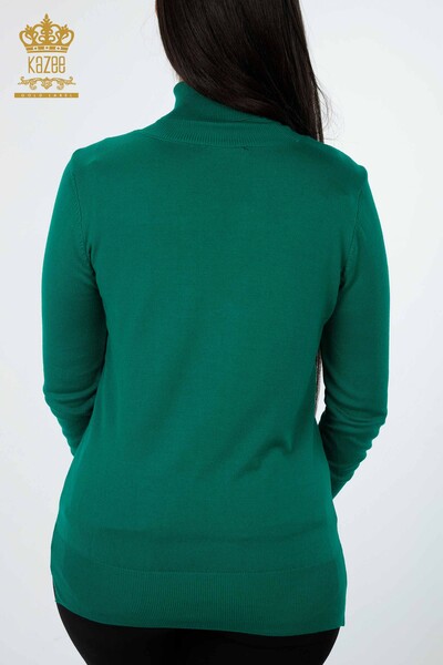 Venta al por mayor de prendas de punto para mujer con botones en los puños y cuello alto básico - 14338 | kazee - Thumbnail