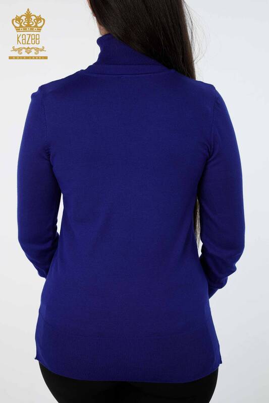 Venta al por mayor de prendas de punto para mujer con botones en los puños y cuello alto básico - 14338 | kazee