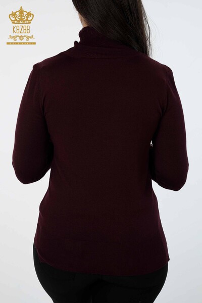 Venta al por mayor de prendas de punto para mujer con botones en los puños y cuello alto básico - 14338 | kazee - Thumbnail