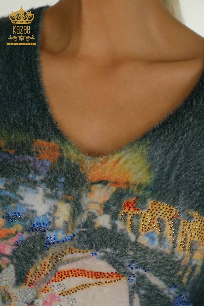 Venta al por mayor Prendas de punto de Angora para mujer con estampado digital - 40017 | KAZEE - 5