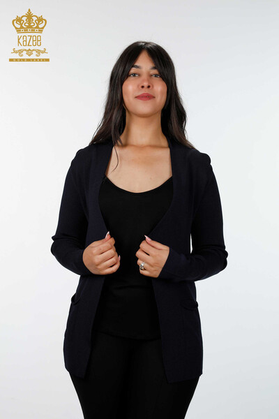 Venta al por mayor de prendas de punto para mujer, cárdigan, bolsillo largo, viscosa detallada - 15744 | kazee - Thumbnail
