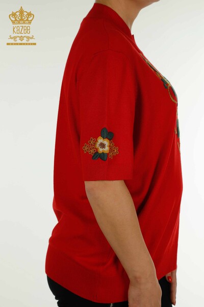 Venta al por mayor Prendas de punto para mujer con estampado floral rojo - 16811 | KAZEE - Thumbnail