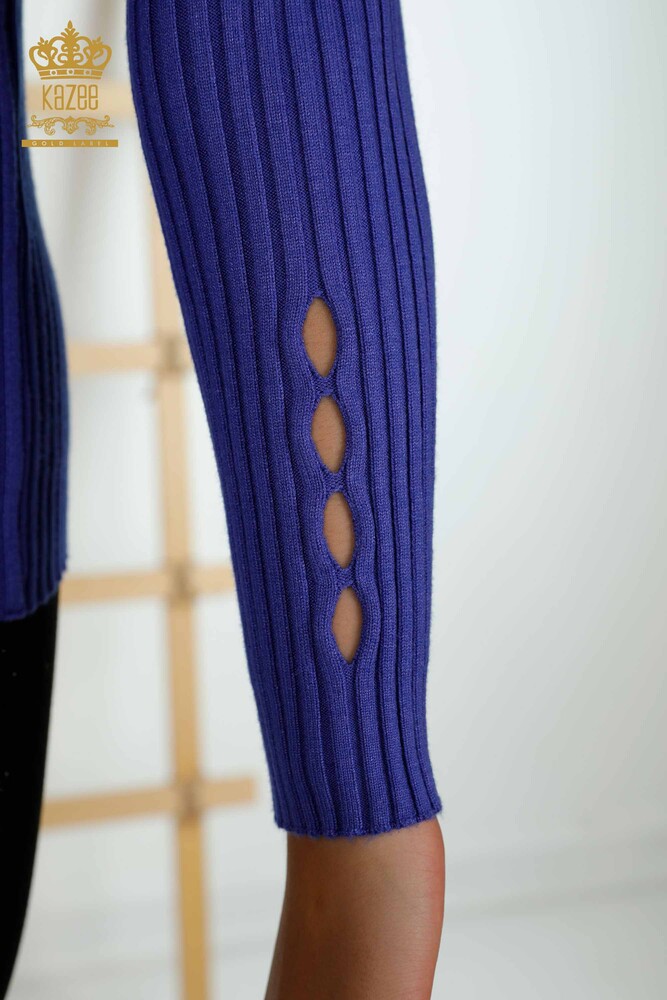 Venta al por mayor Suéter de Punto para Mujer Agujero Detallado Violeta - 30395 | kazee - 5