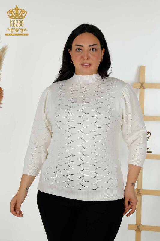 Venta al por mayor Suéter de Punto Mujer Agujero Detallado Crudo - 30341 | kazee