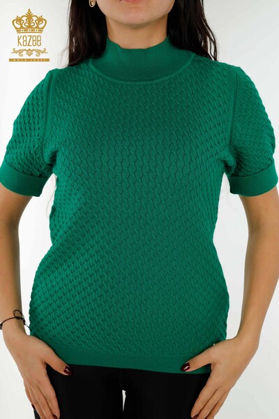 Venta al por mayor de Suéter de Punto para Mujer Americano Modelo Básico Verde - 30119 | kazee - Thumbnail