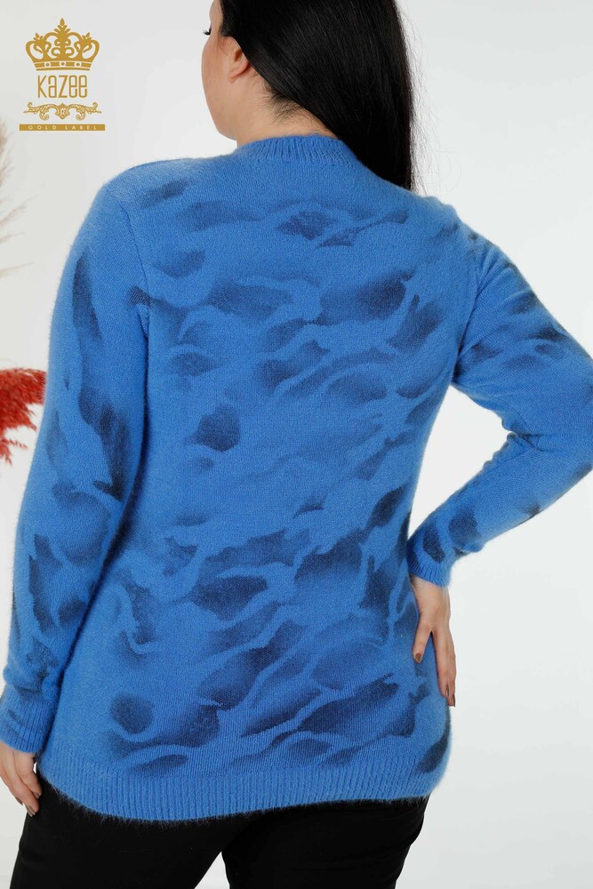 Venta al por mayor Suéter de punto de mujer con estampado de angora azul - 18991 | kazee - 7
