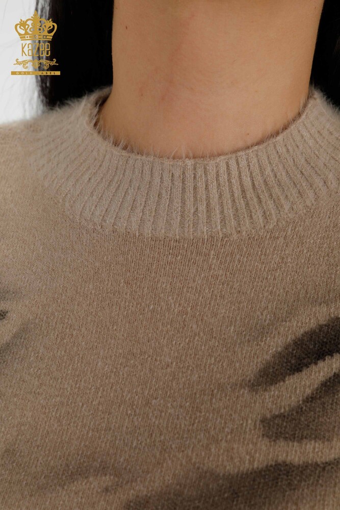 Venta al por mayor Suéter de Punto de Mujer Angora Estampado Beige - 18991 | kazee - 3