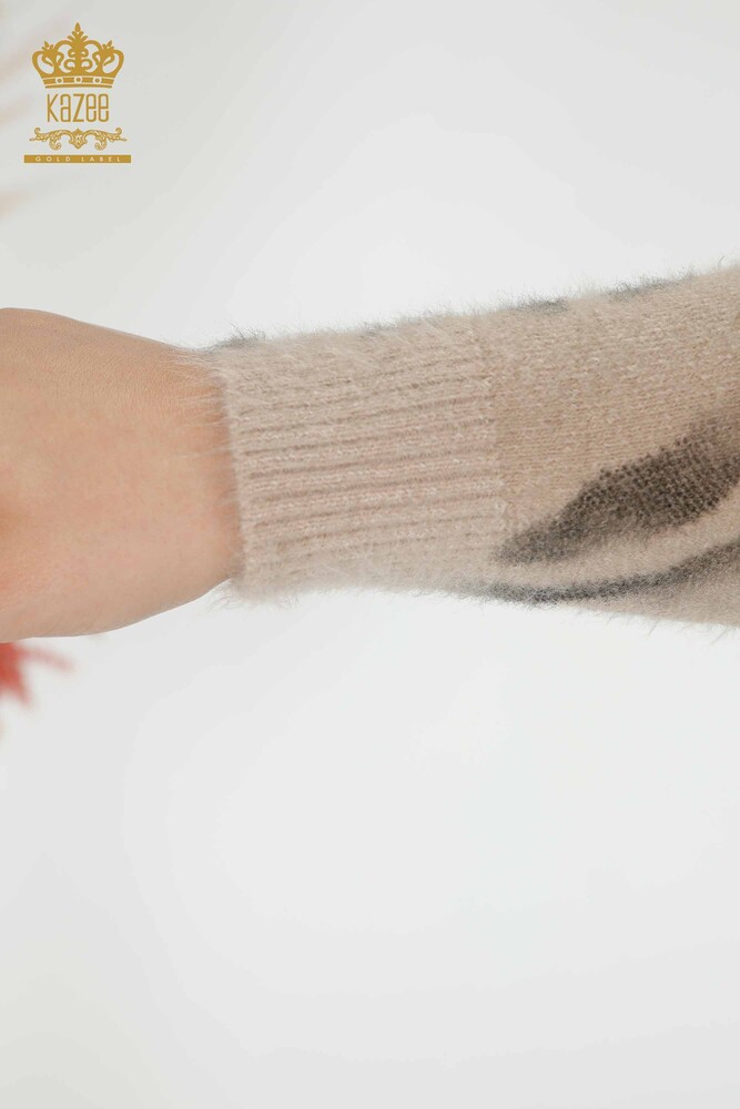 Venta al por mayor Suéter de Punto de Mujer Angora Estampado Beige - 18991 | kazee - 5