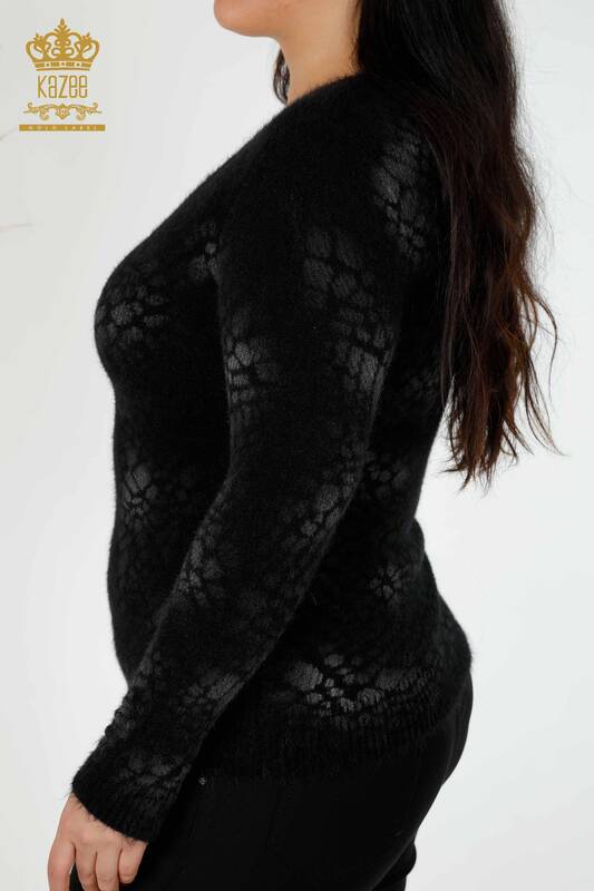 Venta al por mayor Suéter de Punto de Mujer Angora Estampado Negro - 18983 | kazee