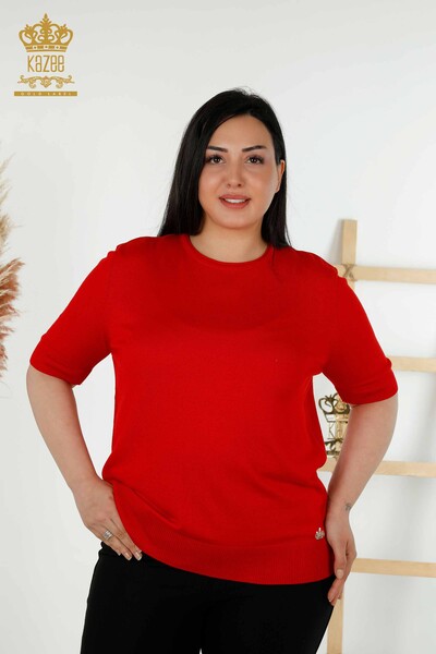 Venta al por mayor Suéter de Punto para Mujer Modelo Americano Básico Rojo - 16271| kazee - Thumbnail