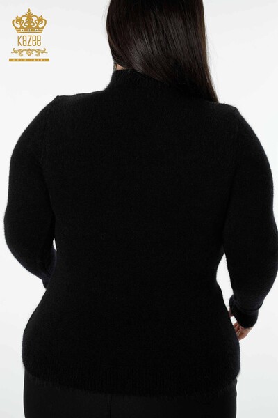 Venta al por mayor Suéter de punto para mujer Basic Angora Black - 18830 | kazee - Thumbnail
