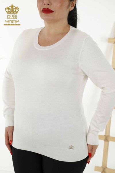Venta al por mayor de Suéter de Mujer - Básico - Con Logo - Crudo - 30213 | kazee - Thumbnail