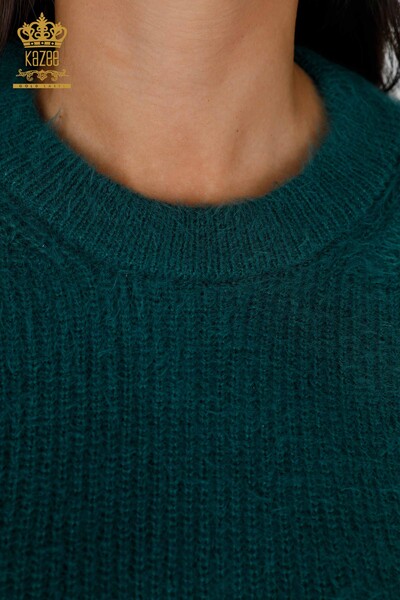 Venta al por mayor Suéter de punto de mujer con cuello redondo y manga larga de angora - 19064 | kazee - Thumbnail