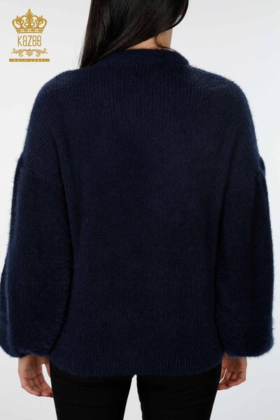 Venta al por mayor Suéter de punto de mujer con cuello redondo y manga larga de angora - 19064 | kazee - Thumbnail