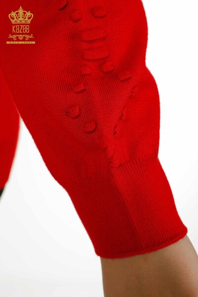 Venta al por mayor Suéter de punto para mujer, cuello redondo, rojo - 16740 | kazee - Thumbnail