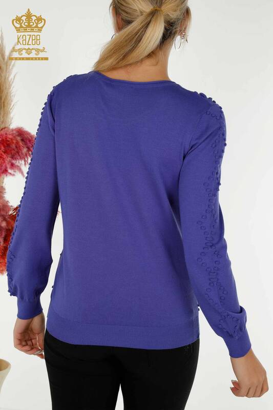 Venta al por mayor Suéter de Punto para Mujer con Cuello Redondo Violeta - 16740 | kazee