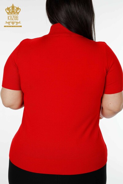 Venta al por mayor Suéter de punto para mujer con bordado de piedra rojo - 16476 | kazee - Thumbnail
