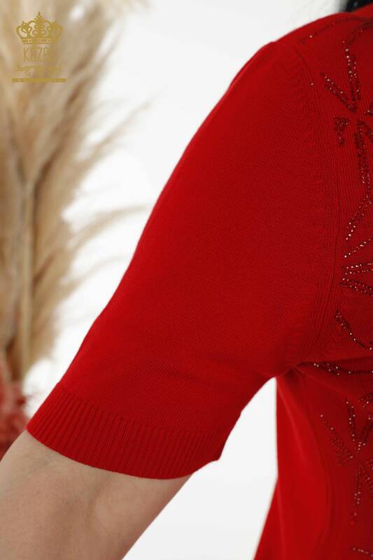 Venta al por mayor Suéter de mujer - Cristal Piedra Bordado - Rojo - 30305 | kazee