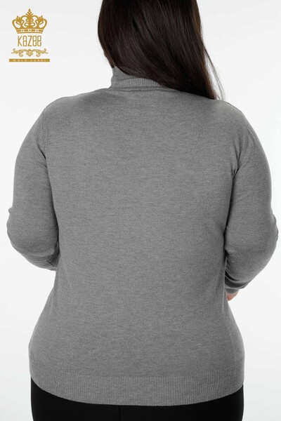 Venta al por mayor Suéter de Punto para Mujer Cuello Alto Básico Gris - 16663 | kazee - Thumbnail