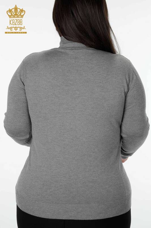 Venta al por mayor Suéter de Punto para Mujer Cuello Alto Básico Gris - 16663 | kazee