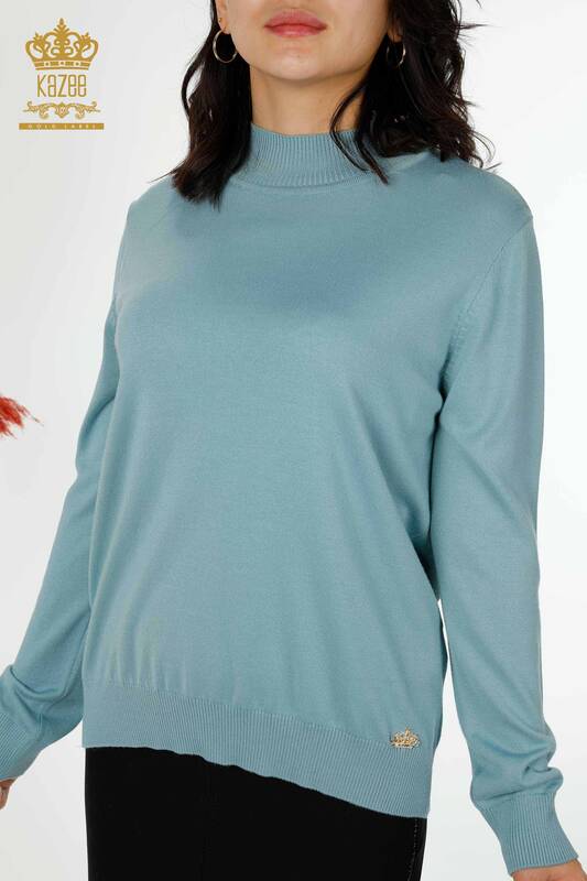 Venta al por mayor Suéter de Punto para Mujer Cuello Alto Basic Mint - 16663 | kazee
