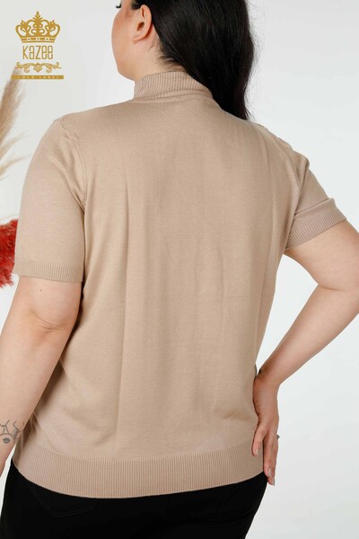 Venta al por mayor Suéter de Punto de Mujer Cuello Alto Viscosa Beige Oscuro - 16168 | kazee - 6