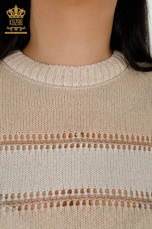 Venta al por mayor Sweater de Punto Mujer - Dos Colores - Beige Hueso - 30298 | kazee