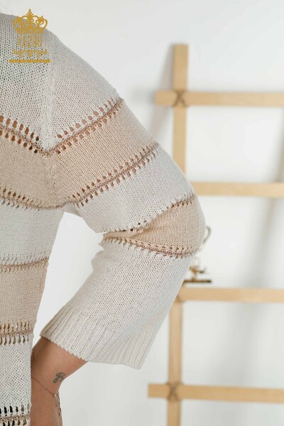 Venta al por mayor Sweater de Punto Mujer - Dos Colores - Bone Beige - 30298 | kazee - Thumbnail