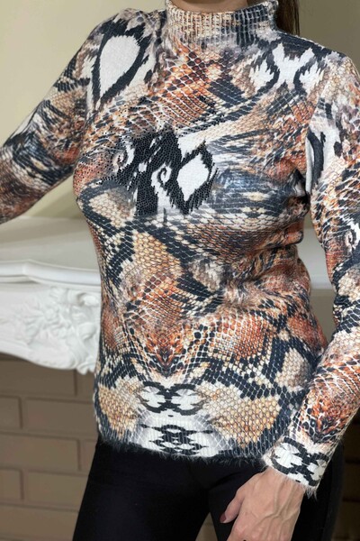 Venta al por mayor Patrón de Angora de impresión digital de suéter de punto para mujer - 18809 | kazee - Thumbnail