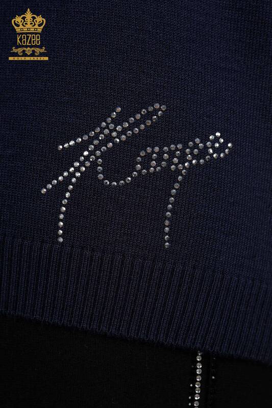 Venta al por mayor Suéter de punto para mujer con estampado de rayas de piedra bordada - 16611 | kazee