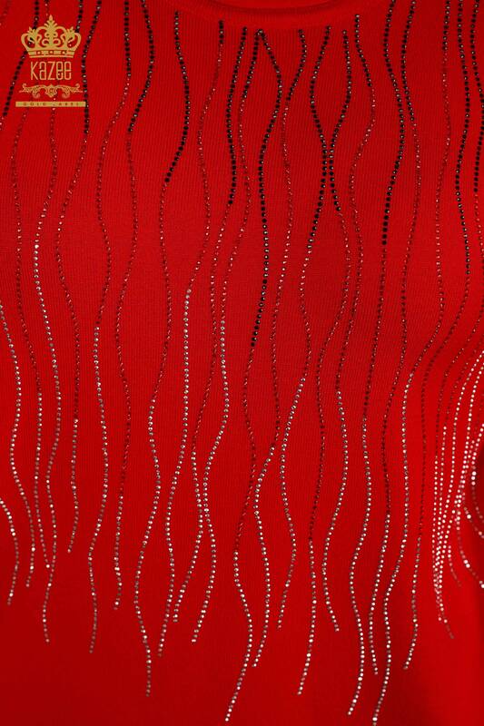 Venta al por mayor Suéter de punto para mujer con estampado de rayas de piedra bordada - 16611 | kazee