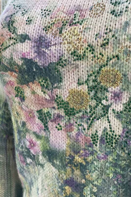 Venta al por mayor Suéter de punto para mujer con estampado floral de algodón viscosa - 15626 | kazee