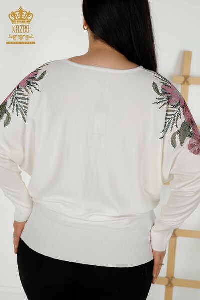 Venta al por mayor Suéter Mujer Punto Hombro Detalle Floral Crudo - 16133 | kazee - Thumbnail