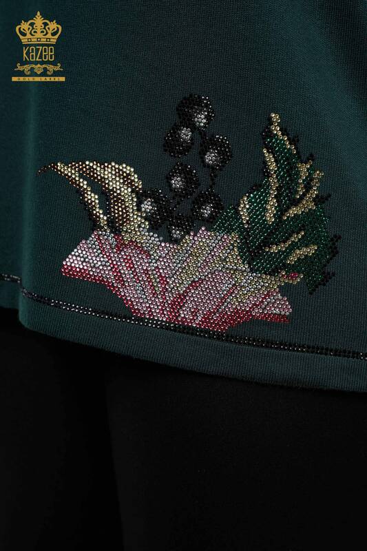 Venta al por mayor de las mujeres de punto suéter hombro flor estampado piedra bordada - 16943 | kazee
