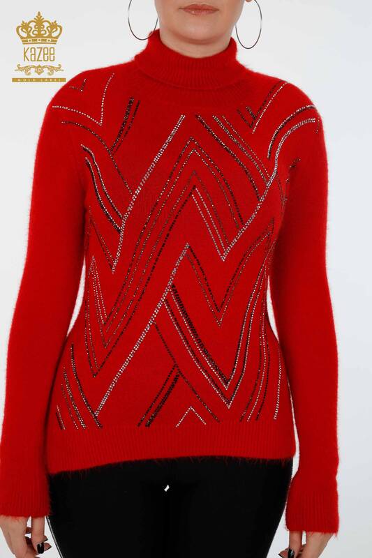 Venta al por mayor de suéteres de punto para mujer, línea bordada con piedra detallada - 18908 | kazee