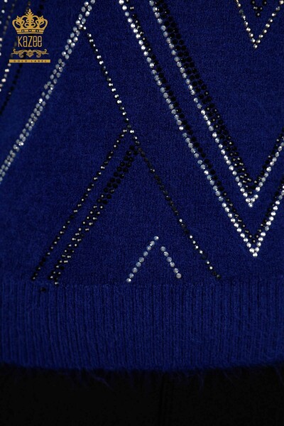 Venta al por mayor de suéteres de punto para mujer, línea bordada con piedra detallada - 18908 | kazee - Thumbnail