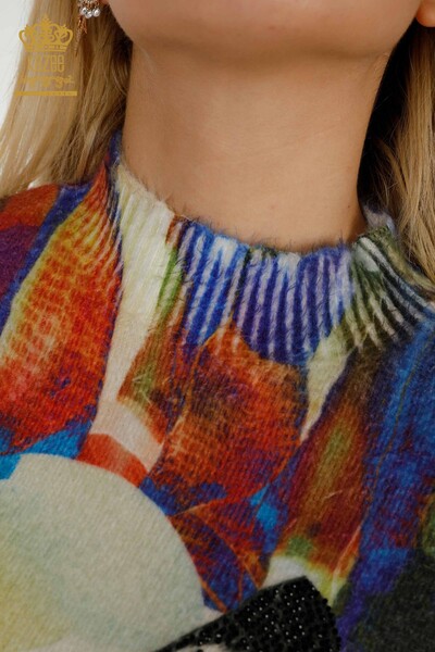 Venta al por mayor de las mujeres suéter de punto patrón de mariposa Angora piedra bordada - 18943 | kazee - Thumbnail