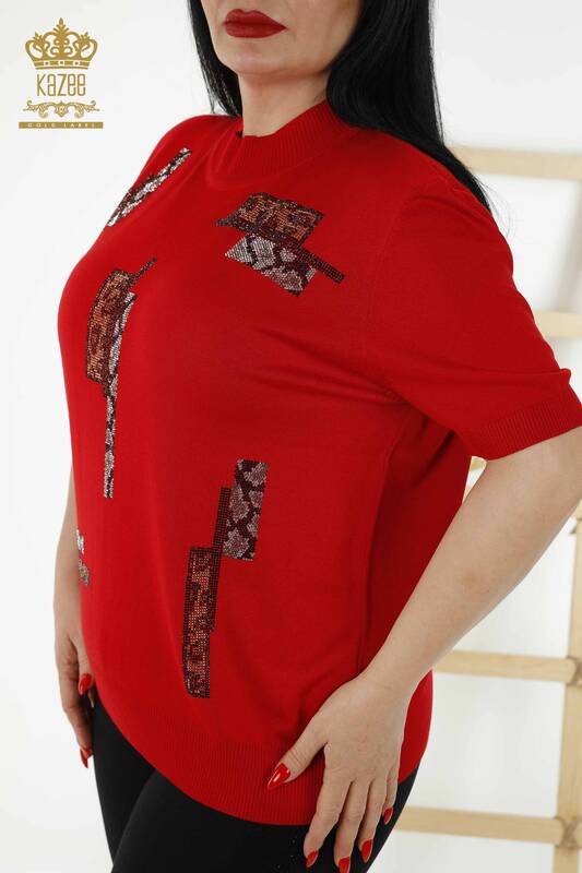 Venta al por mayor de Suéter de Punto para Mujer - Modelo Americano - Rojo - 16709 | kazee