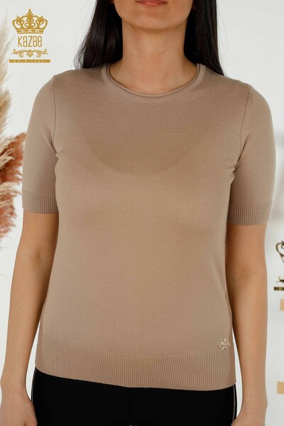 Venta al por mayor de Suéter de Punto para Mujer Modelo Americano Beige - 15943 | kazee - Thumbnail