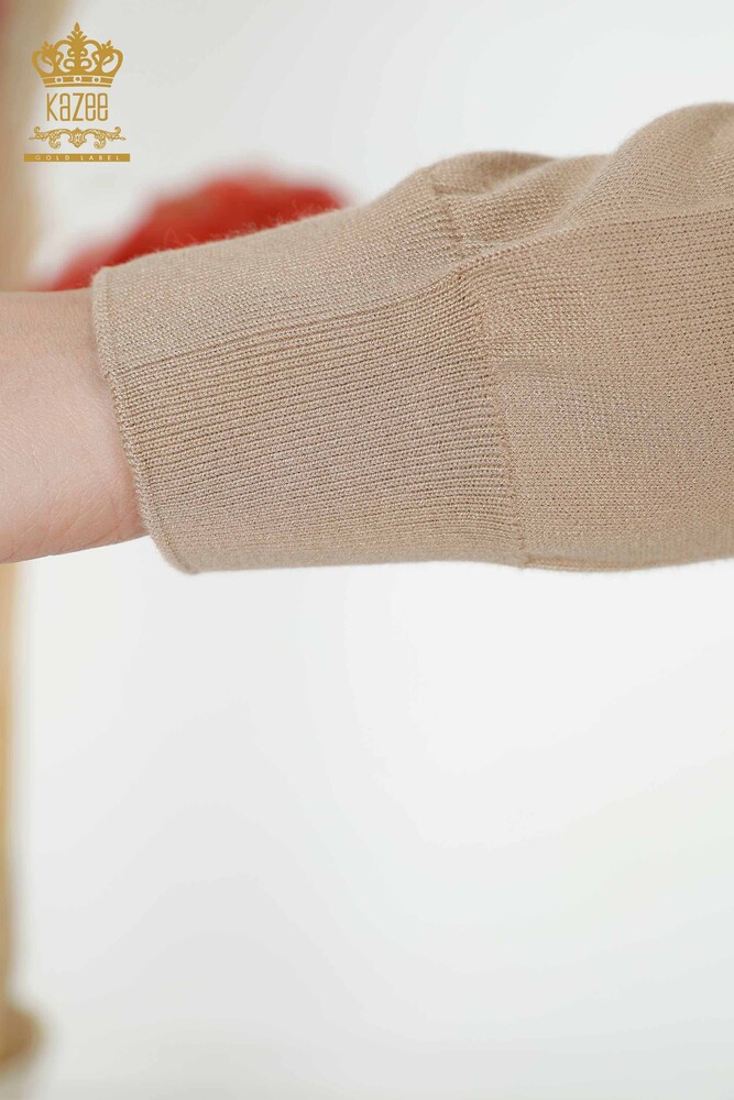 Venta al por mayor Suéter de Punto para Mujer Beige Bordado Piedra - 16940 | kazee - 6
