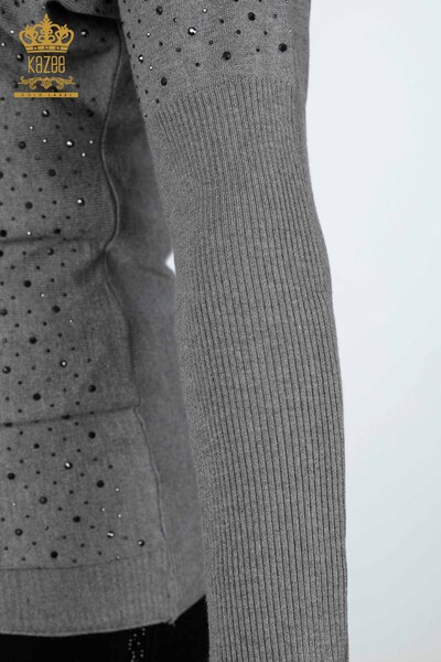 Venta al por mayor Suéter de punto para mujer con piedra bordada de manga larga - 15092 | kazee - Thumbnail