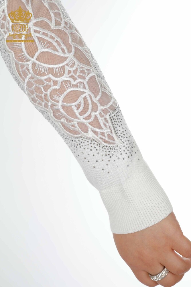 Venta al por mayor Suéter de Punto para Mujer con Estampado de Rosas Crudo - 16832 | kazee - 6