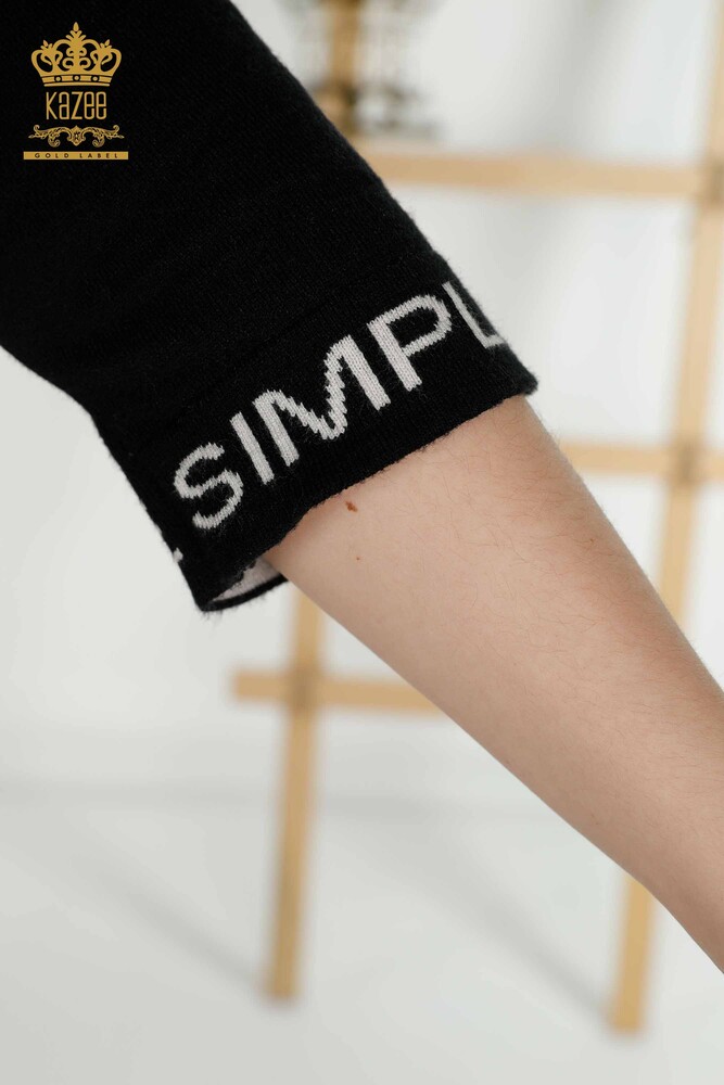 Venta al por mayor de Punto para Mujer - Texto Detallado - Negro Crudo - 30359 | kazee - 5