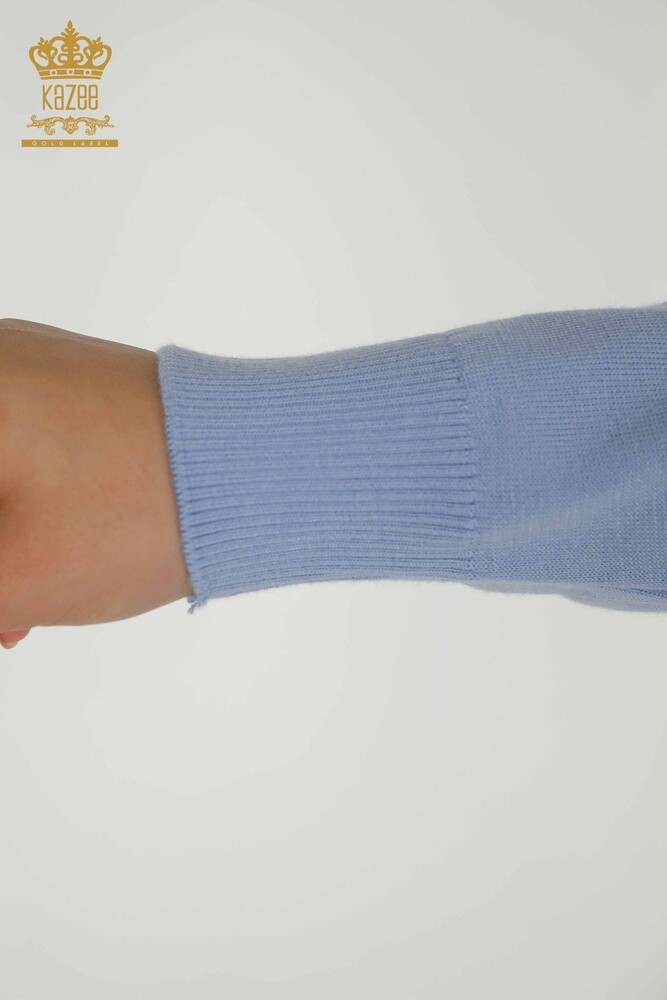 Venta al por mayor Suéter de punto para mujer - Patrón de tigre - Azul - 30127 | kazee - 5