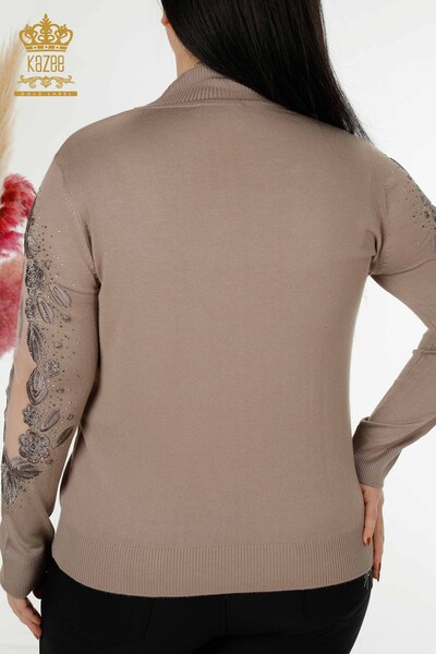 Venta al por mayor de suéter de punto de mujer con detalles de tul Mink - 30123 | kazee - 6